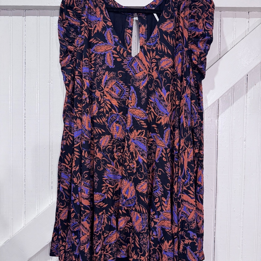 Free People NWT Floral Long Sleeve Mini Dress Noir Combo Size Large - Picture 11 of 11